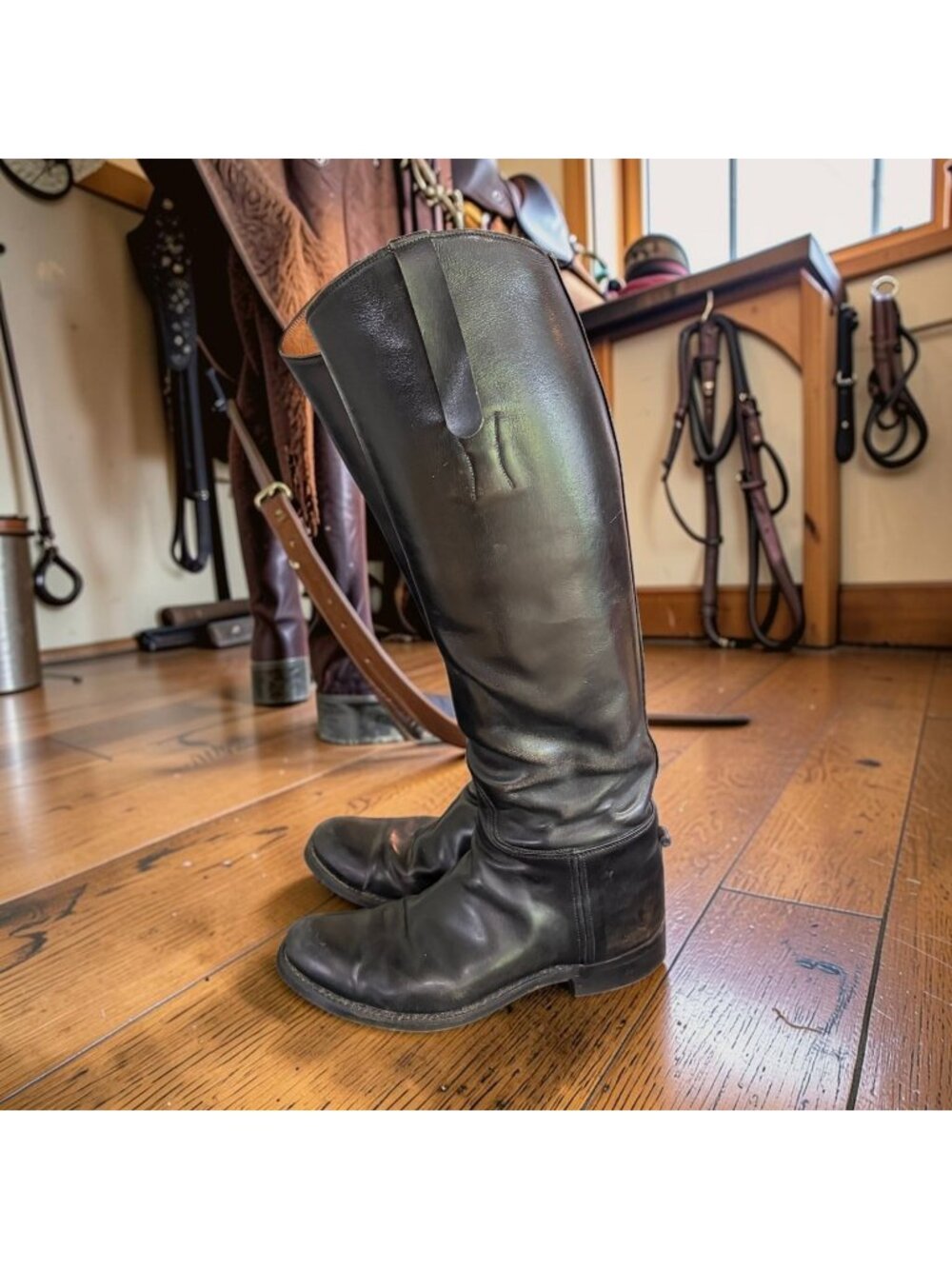 Dehner Black Custom Made Tall Riding Dress Hunt Boots Women's Size 7 Slim